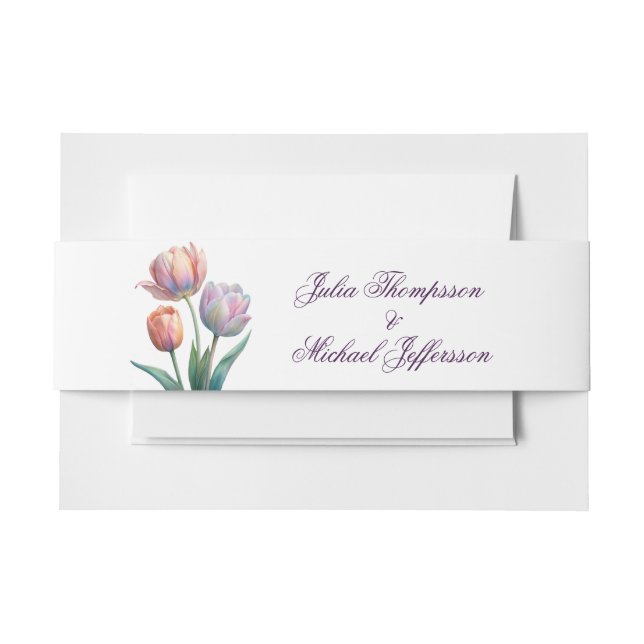 Pastel Tulip Wedding Suite Elegante Typografie Einladungsbanderole (Vorderseite Beispiel)