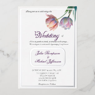 Pastel Tulip Wedding Suite Elegante Typografie Folieneinladung