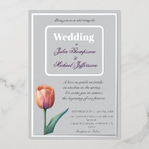 Pastel Tulip Wedding Suite Elegante Typografie Folieneinladung