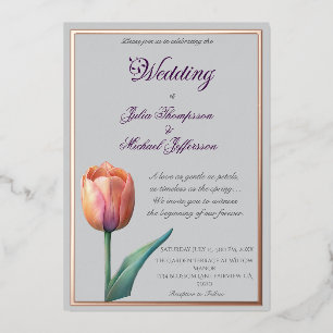 Pastel Tulip Wedding Suite Elegante Typografie Folieneinladung