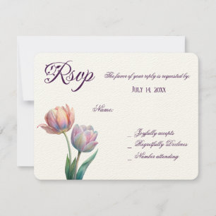 Pastel Tulip Wedding Suite Elegante Typografie RSVP Karte