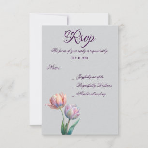 Pastel Tulip Wedding Suite Elegante Typografie RSVP Karte