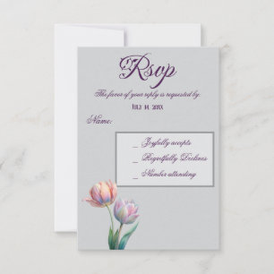 Pastel Tulip Wedding Suite Elegante Typografie RSVP Karte