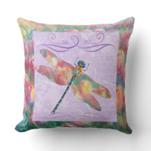 Pastel Tulips & Dragon Fly Outdoor Garden Kissen