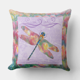 Pastel Tulips & Dragon Fly Outdoor Garden Kissen