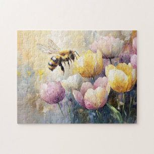 Pastel Tulips und eine Honigbiene