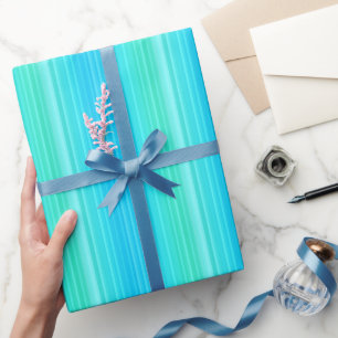 Pastel Türkis Blaue Streifen Geschenkpapier
