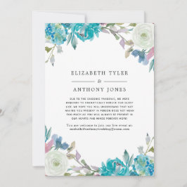 Pastel Turquoise Floral Reduced Guest List Ankündigung