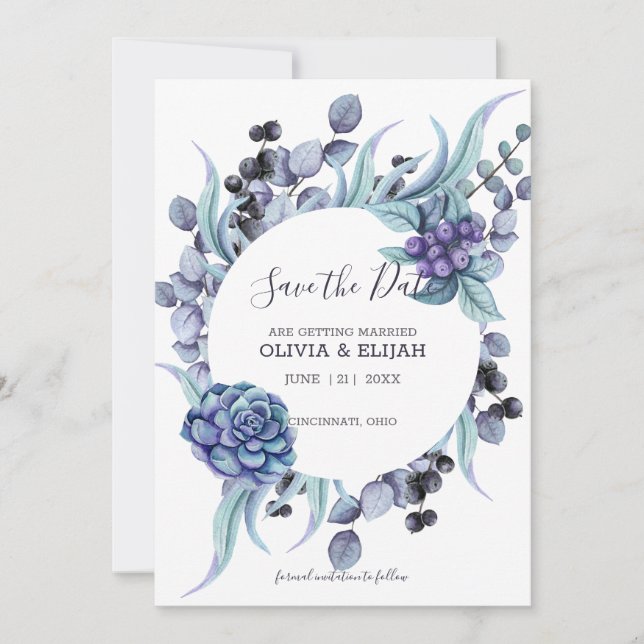 Pastel Twigs und Blume Save The Date (Vorderseite)