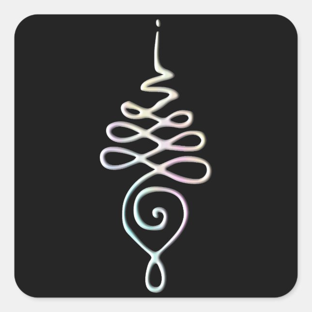 Pastel Unalome  Quadratischer Aufkleber (Vorderseite)