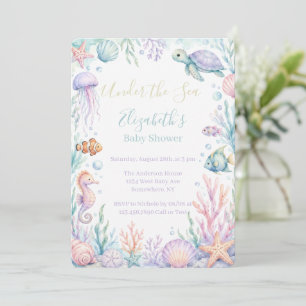 Pastel Under The Sea Baby Shower Einladung