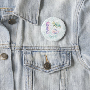 Pastel Under The Sea Baby Shower Geschenk Button