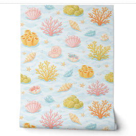Pastel underwater sea life watercolor pattern tapete
