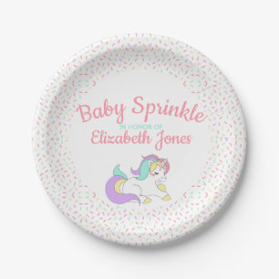 Pastel Unicorn Baby Sprinkle Pappteller