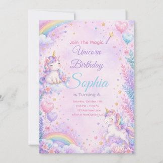 Pastel Unicorn Birthday Invitation Editable Einladung