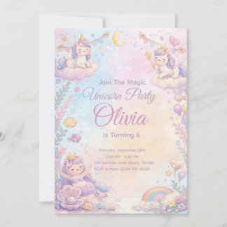 Pastel Unicorn Birthday Invitation Editable Einladung
