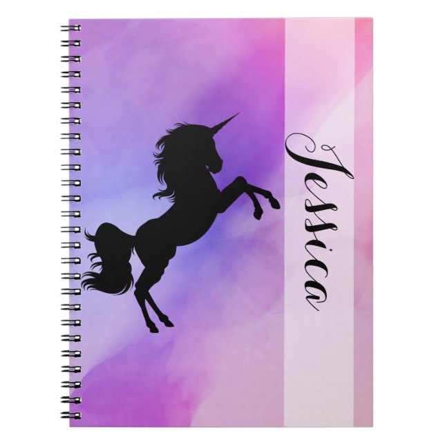 Pastel Unicorn Design Notebook mit Ihrem Namen Notizblock (Vorderseite)