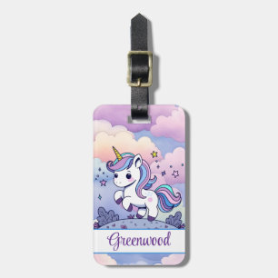 Pastel Unicorn, farbenfrohe Wolken, kundenspezifis Gepäckanhänger