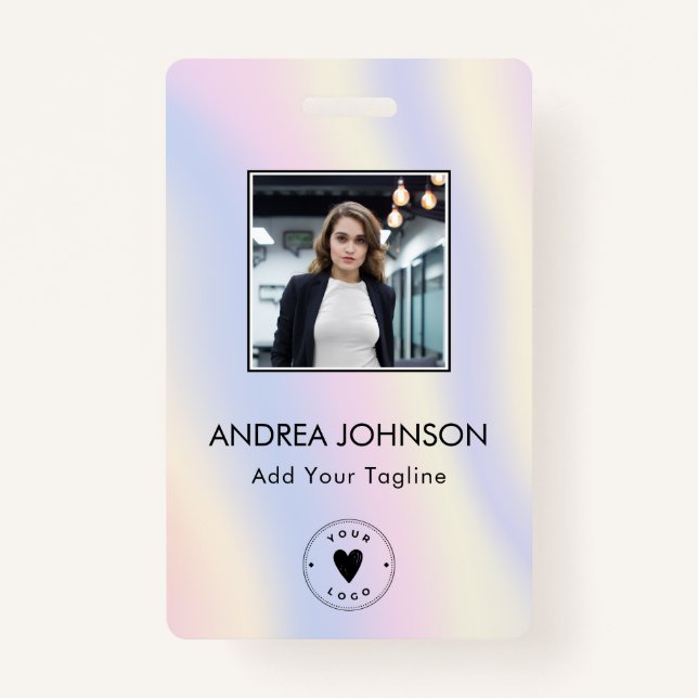 Pastel Unicorn Foto Logo Bar Name Ausweis (Vorderseite)