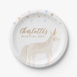 Pastel Unicorn Girl Birthday Pappteller