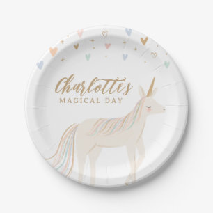 Pastel Unicorn Girl Birthday Pappteller