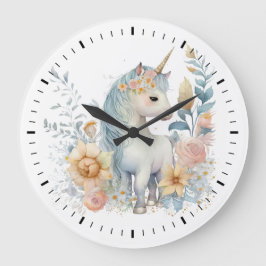 Pastel Unicorn Große Wanduhr