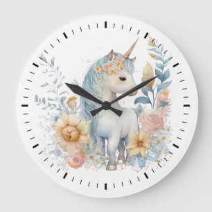 Pastel Unicorn Große Wanduhr
