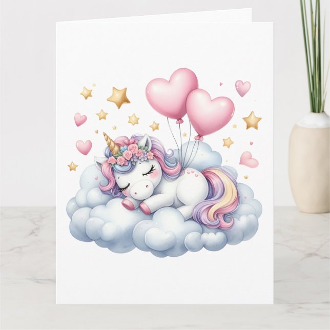 Pastel Unicorn Karte (Vorderseite)