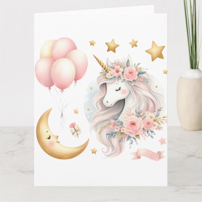 Pastel Unicorn Karte (Vorderseite)