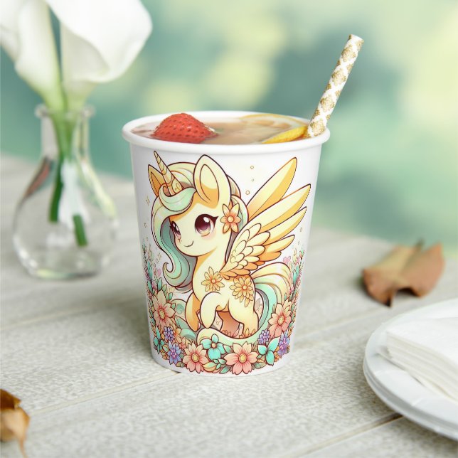 Pastel Unicorn Kinderdusche Pappbecher (In Situ)