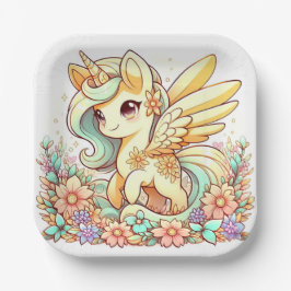 Pastel Unicorn Kinderdusche Pappteller
