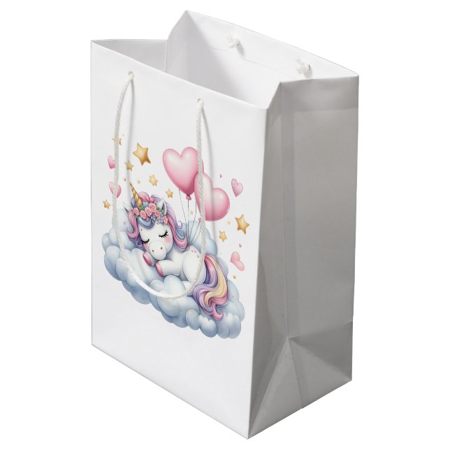 Pastel Unicorn Mittlere Geschenktüte (Rückseite Schrägansicht)