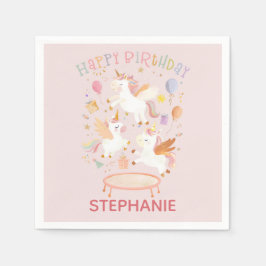 Pastel Unicorn Niedlich Trampolin Geburtstagsparty Serviette