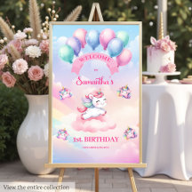 Pastel Unicorn Rainbow 1. Geburtstag Begrüßungsboa