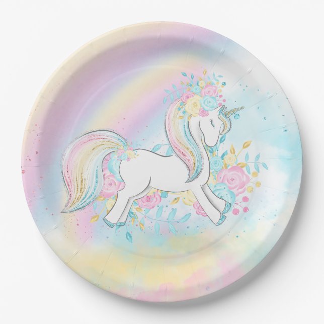 Pastel Unicorn Rainbow Baby Shooting Paper Teller (Vorderseite)