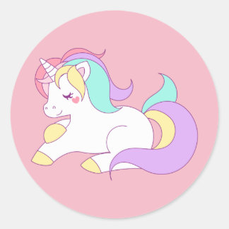 Pastel unicorn runder aufkleber