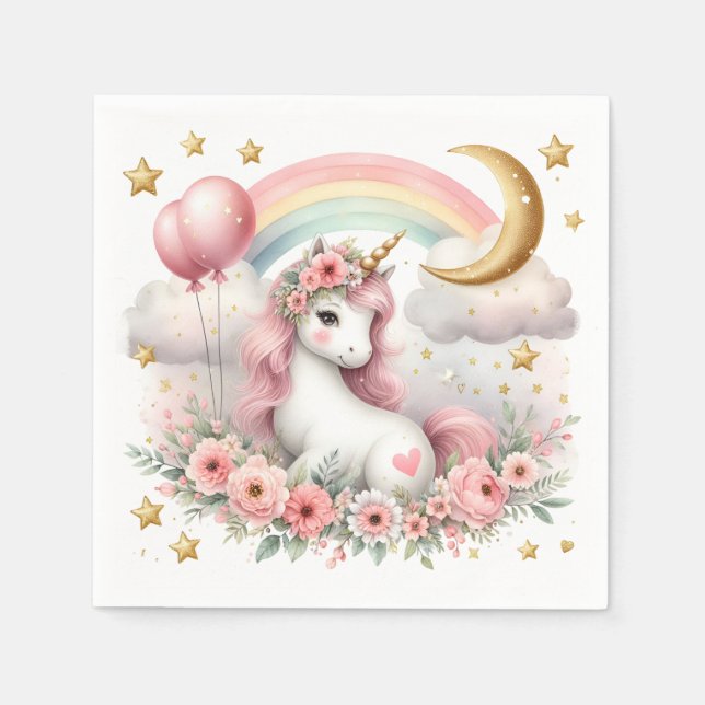 Pastel Unicorn Serviette (Vorderseite)