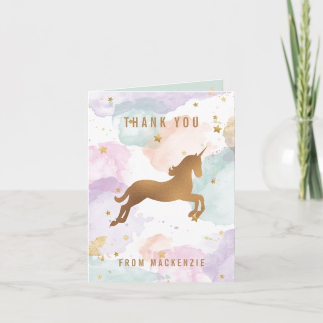 Pastel Unicorn Vielen Dank Dankeskarte (Vorderseite)