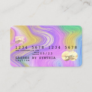 pastel unicorne rose et marbre doré Carte de crédi