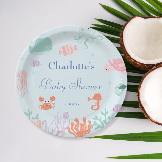 Pastel unter der Blue-Baby-Dusche Pappteller (Von Creator hochgeladen)