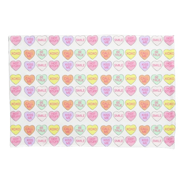 Pastel Valentine's Day Candy Conversation Hört Kissenbezug (Vorderseite)