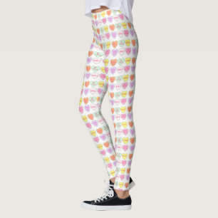 Pastel Valentine's Day Candy Conversation Hört Leggings