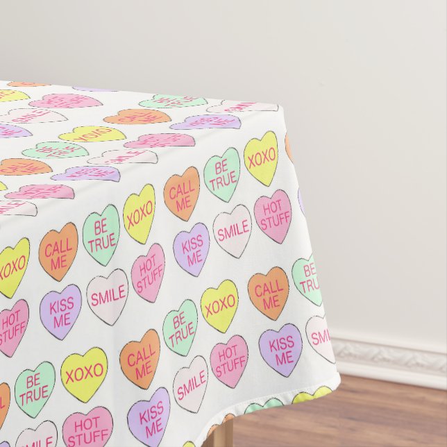 Pastel Valentine's Day Candy Hearts Liebe drucken Tischdecke (Beispiel)