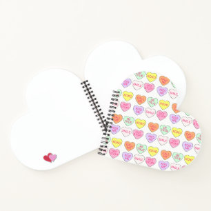 Pastel Valentine's Day Candy Hearts Liebe Süßigkei Notizbuch