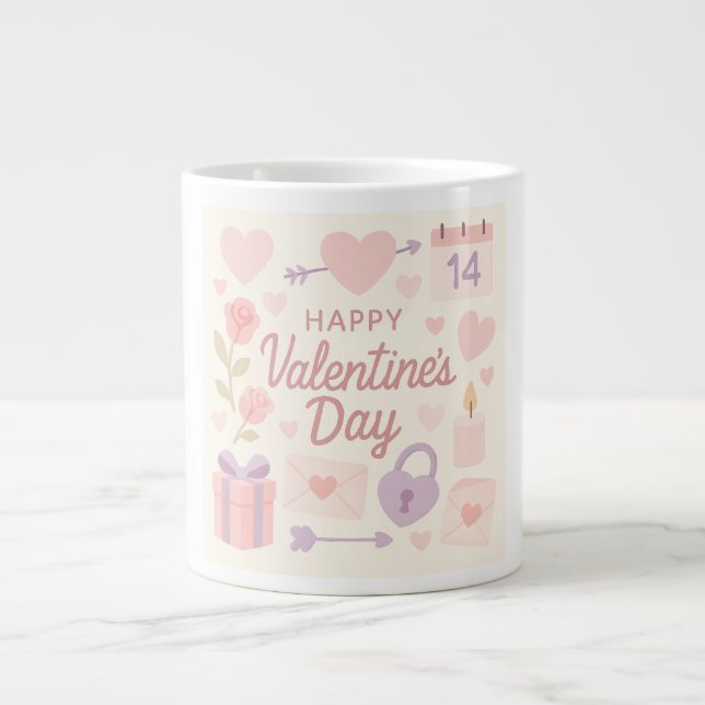 Pastel Valentine's Day Mug  Jumbo-Tasse (Vorderseite)