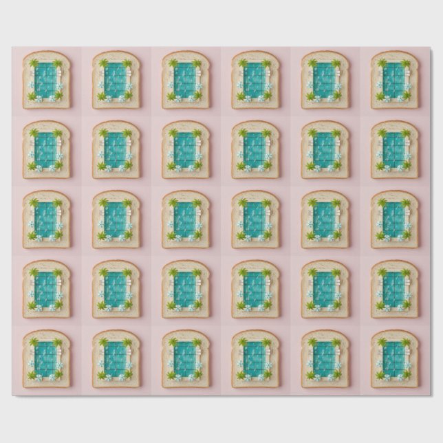 Pastel Vaporwave Pool Toast Geschenkpapier (Flach)