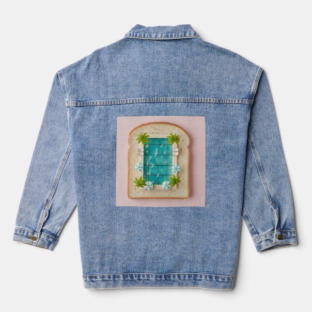 Pastel Vaporwave Pool Toast Jeansjacke (Rückseite)