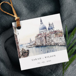 Pastel Venice Italy Canals Watercolor Wedding Geschenkanhänger