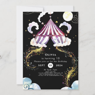 Pastel Vibrant Circus Geburtstag Einladung