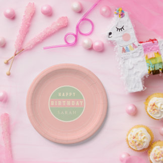 Pastel Vinyl Record Birthday Paper Plates Pappteller